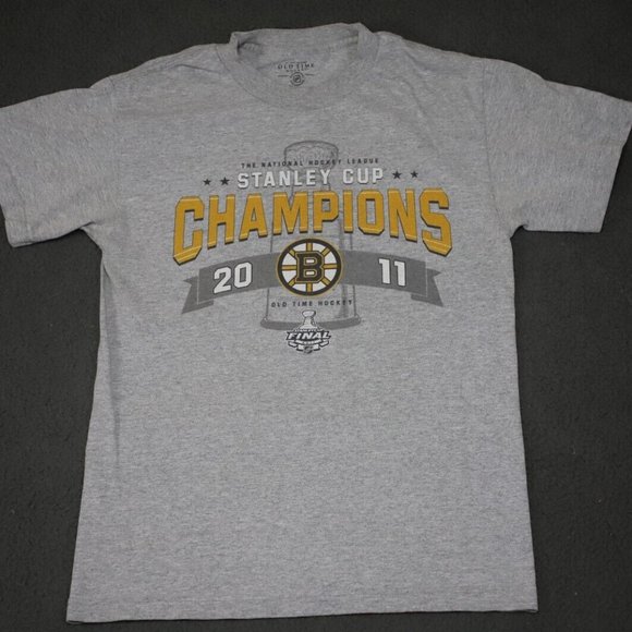 Old Time T-Shirt Mens Small Gray Boston Bruins Stanley Cup 2011 Champion Graphic - Picture 1 of 7